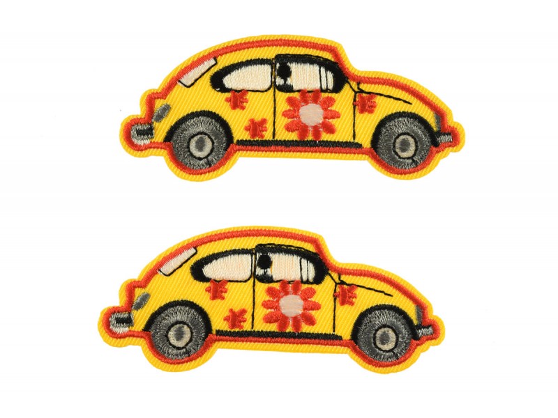 auto met bloemen patch set 2 stuks