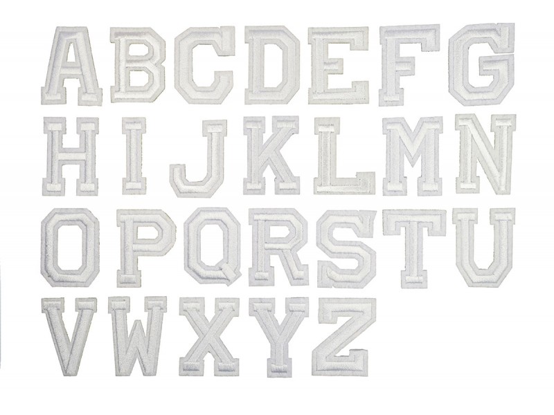 witte alfabet letter patch A t/m Z (5x4cm)
