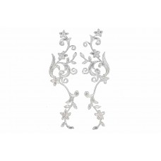 zilveren bloemen patch set XL 21x6cm