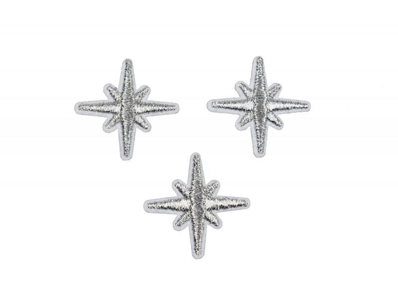 zilveren sneeuwvlok patch 3 cm 3 stuks